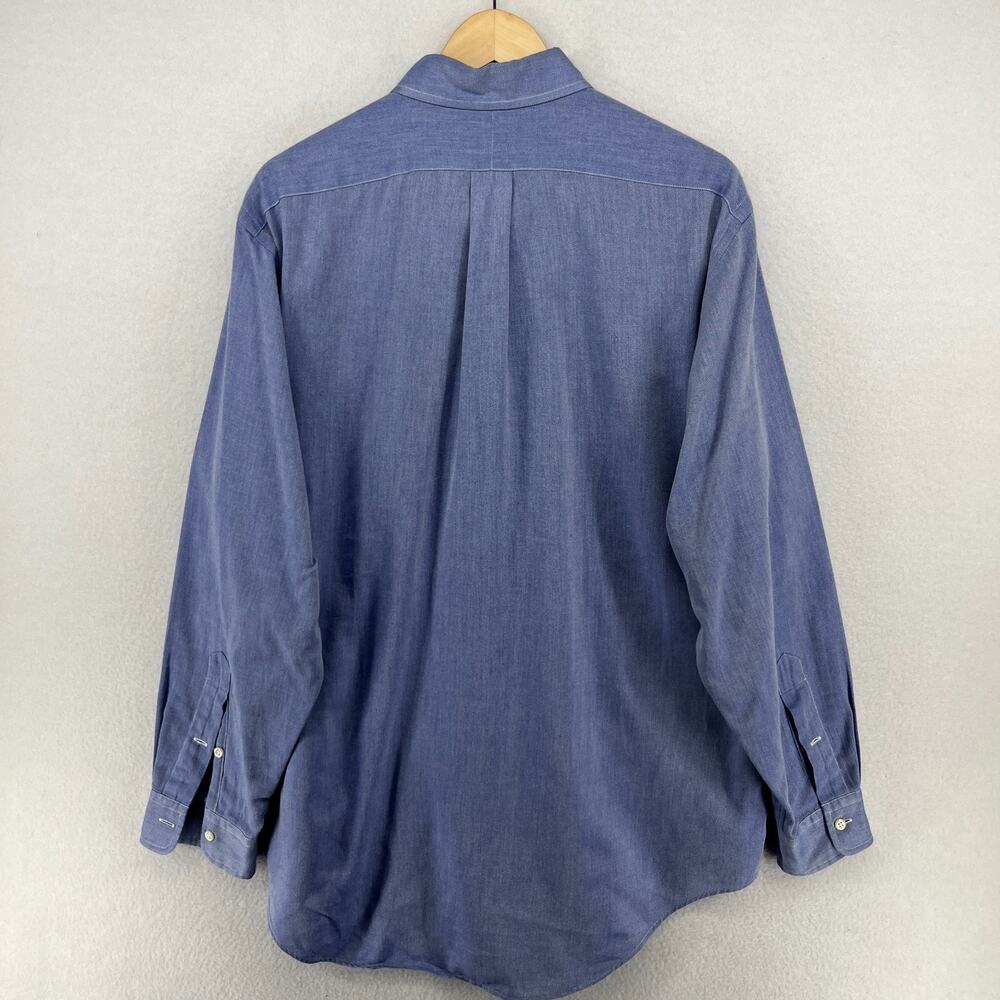 RALPH LAUREN Shirt Mens 15.5 33 Yarmouth Dress Button Down Cotton Blue - Picture 2 of 14